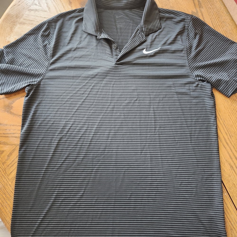 Nike Men's Dark Gray Striped Polo Shirt